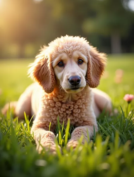 älterer Pudel in der Wiese