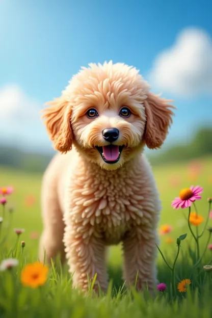 glücklicher Pudelwelpe