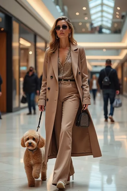 Pudel im Shopping Center