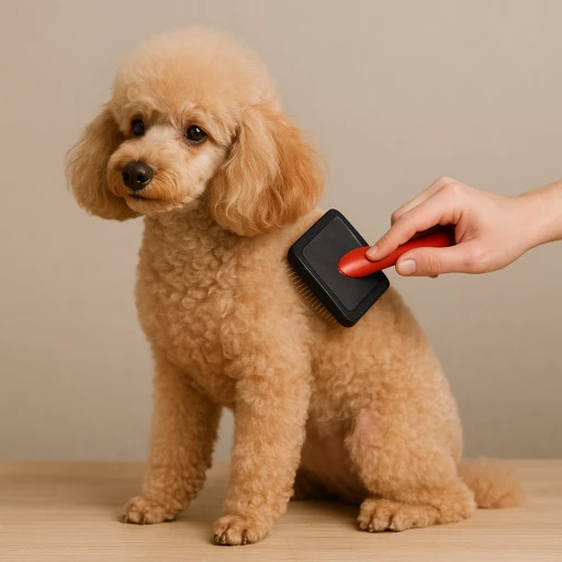 Zwergpudel wird gebürstet