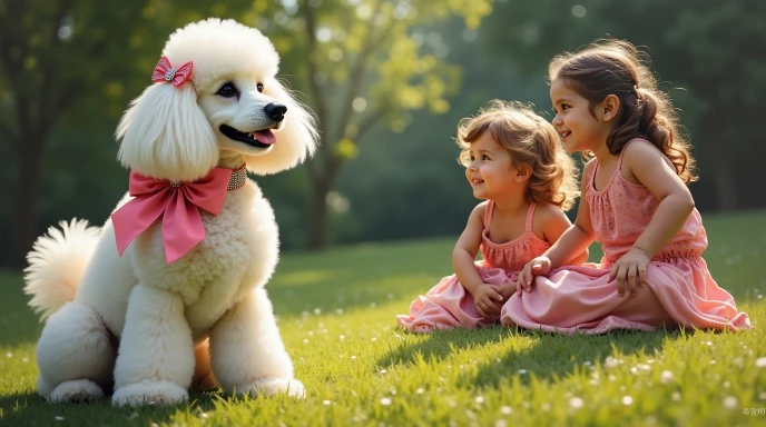 Frau läuft mit Pudel