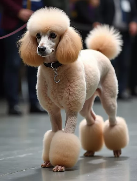 Pudel mit Ausstellungsfrisur von einem Züchter, welcher einem FCI-Verein angeschlossen ist